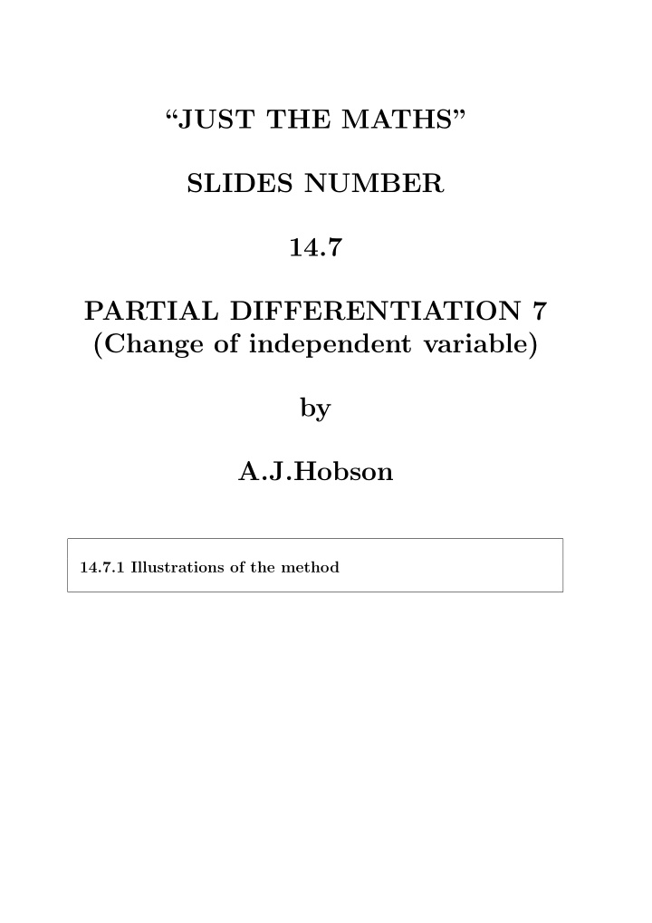 just the maths slides number 14 7 partial differentiation