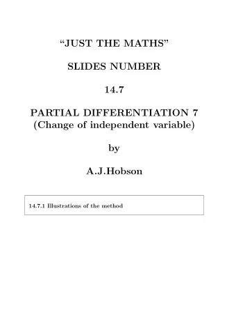 JUST THE MATHS  SLIDES NUMBER  14.7  PARTIAL DIFFERENTIATION 7  (Change of independent