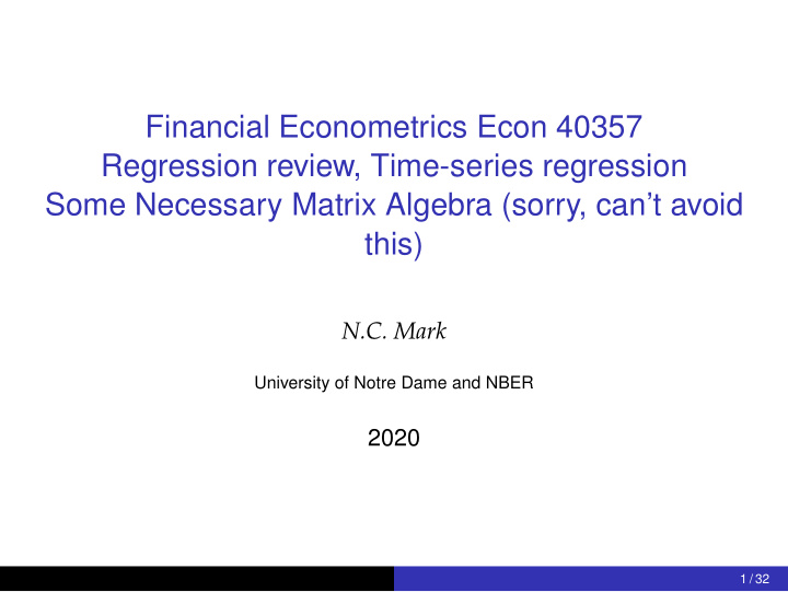 financial econometrics econ 40357 regression review time