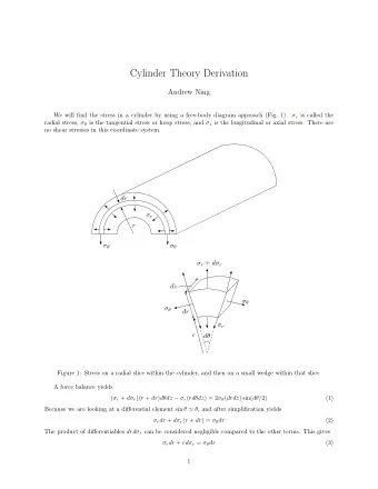 Cylinder Theory Derivation  Andrew Ning We will find the stress in a cylinder by using a free-body