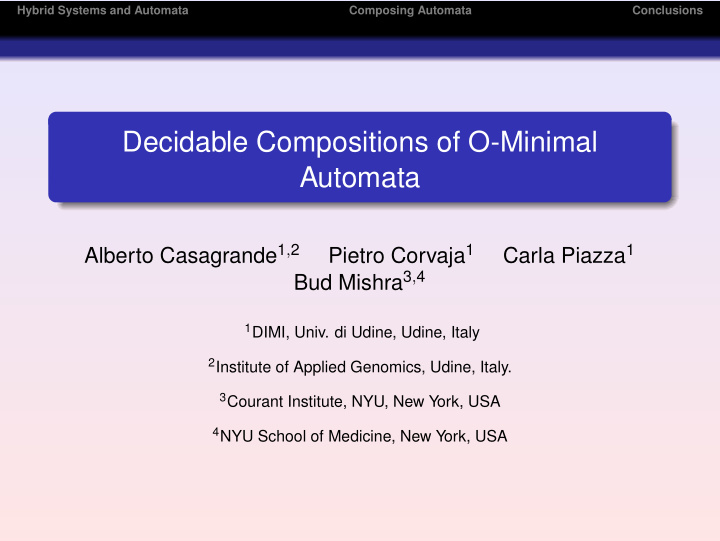 decidable compositions of o minimal automata