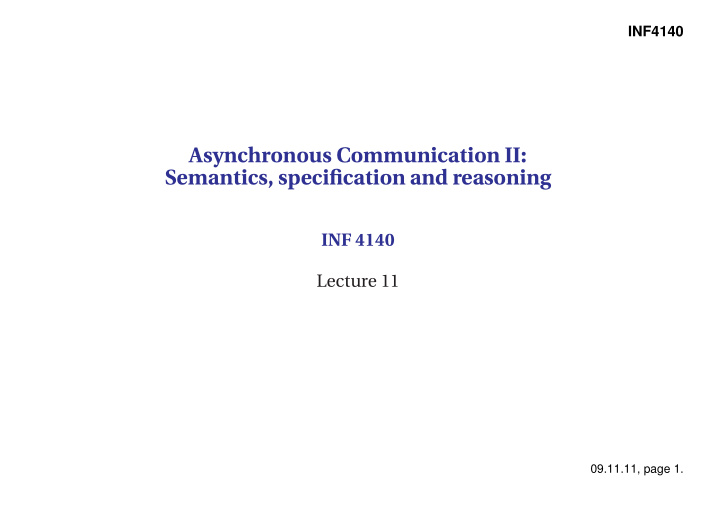 asynchronous communication ii semantics specification and