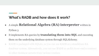 Whats RADB and how does it work? A simple Relational Algebra (RA) interpreter written in