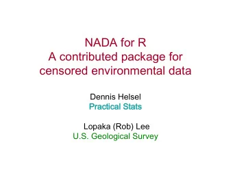 NADAforR  Acontributedpackagefor  censoredenvironmentaldata  DennisHelsel