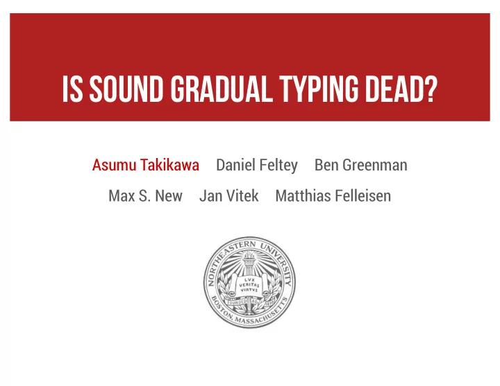 is sound gradual typing dead