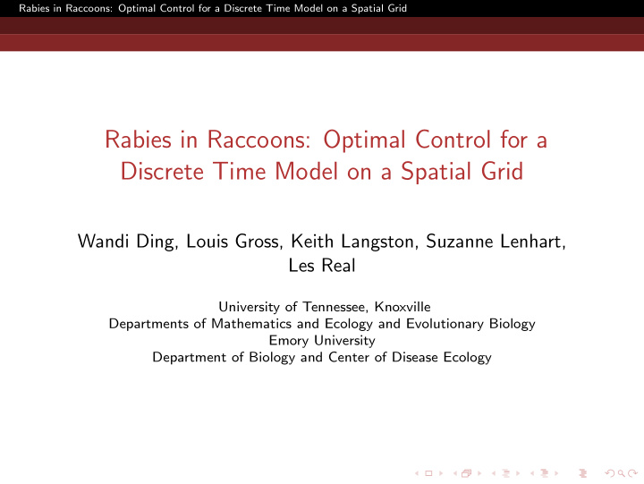 rabies in raccoons optimal control for a discrete time