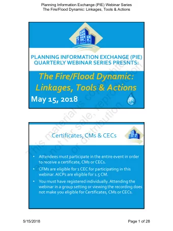 d  PLANNING INFORMATION EXCHANGE (PIE)  e  n  QUARTERLY WEBINAR SERIES PRESNTS:  t  o  h  i  g  t