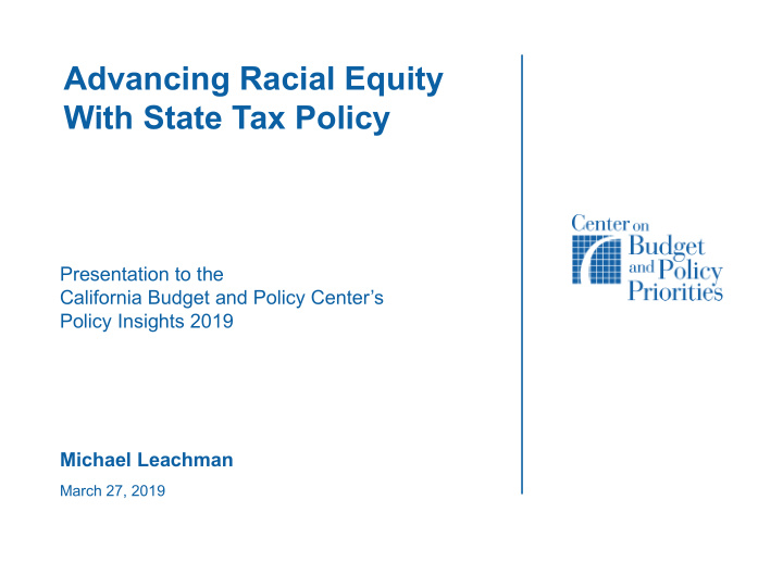 advancing racial equity with state tax policy