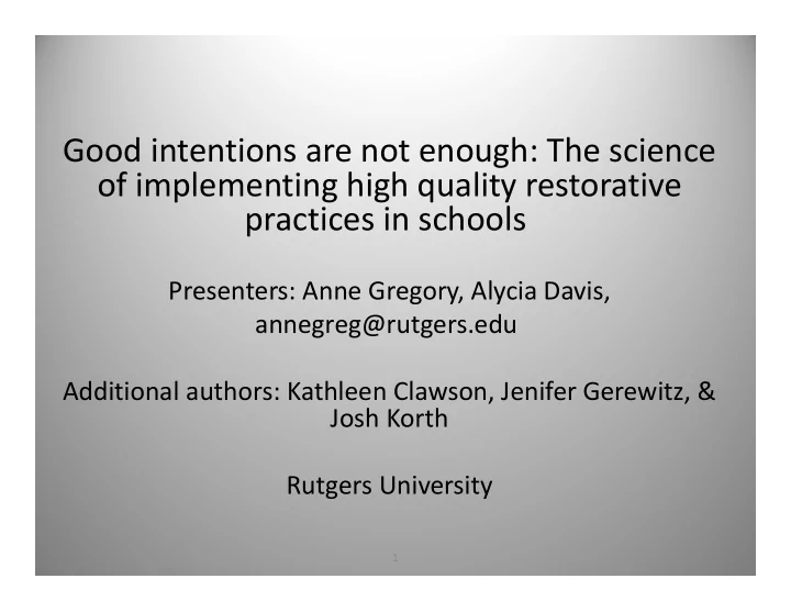 good intentions are not enough the science of
