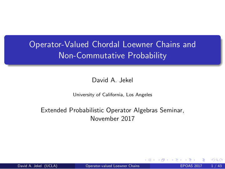 operator valued chordal loewner chains and non