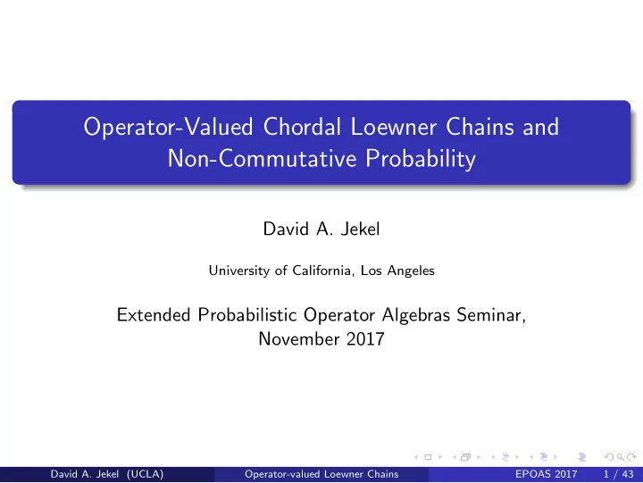 operator valued chordal loewner chains and non
