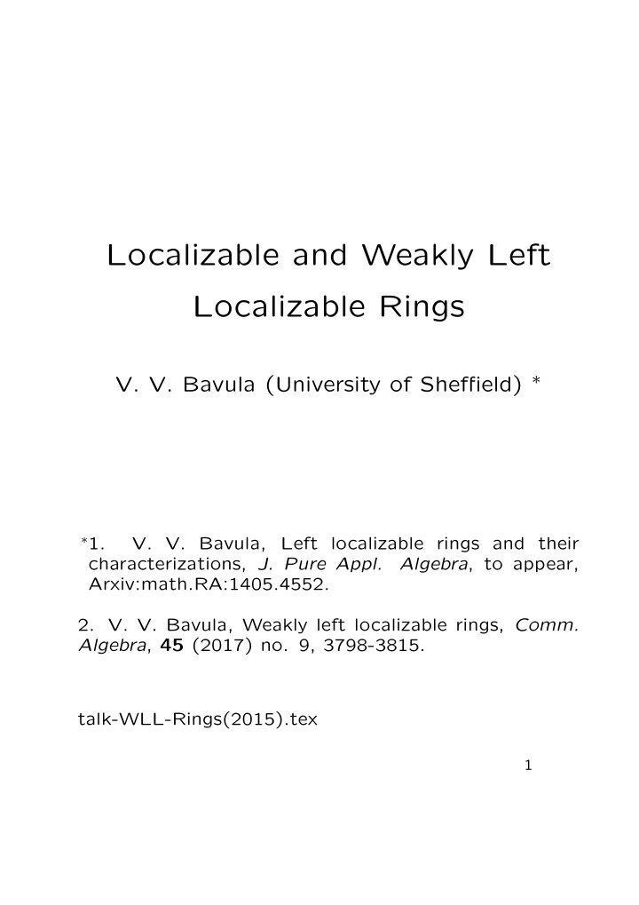 localizable and weakly left localizable rings