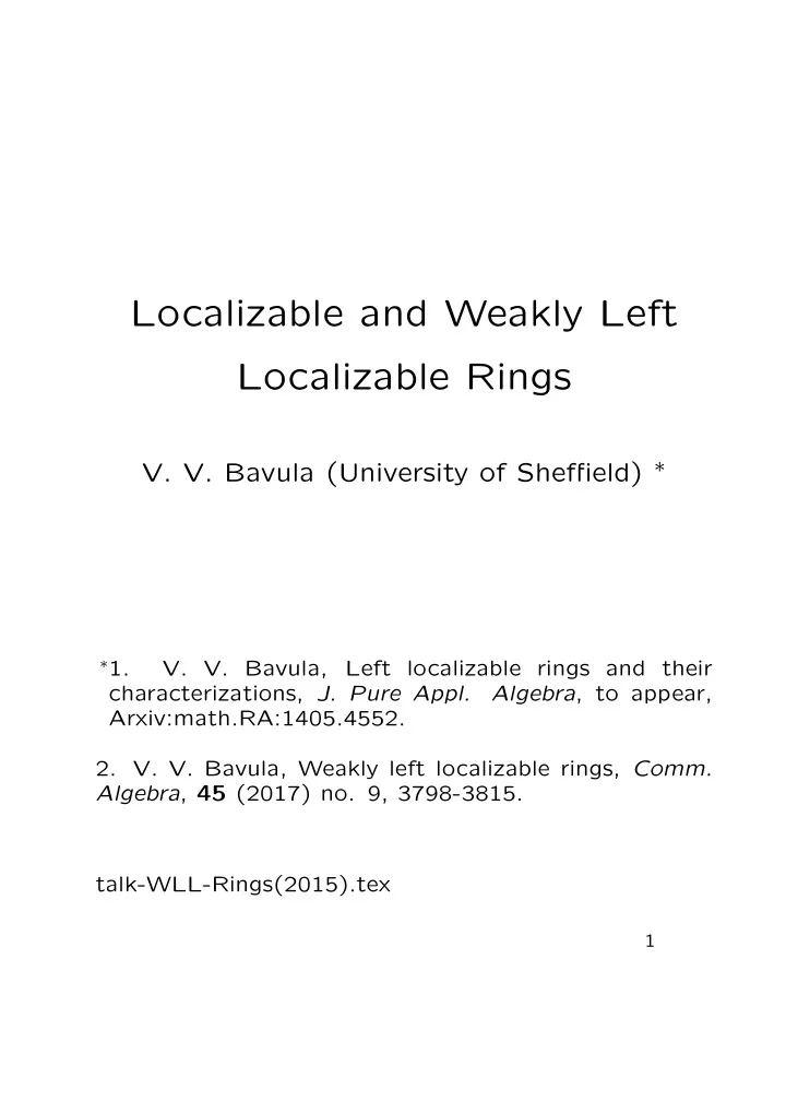 localizable and weakly left localizable rings