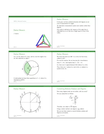 Radian Measure  MHF4U: Advanced Functions  In the past, we have worked exclusively with degrees as