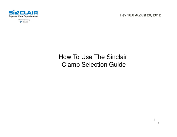 how to use the sinclair clamp selection guide