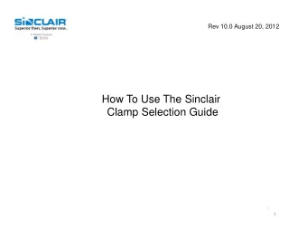 How To Use The Sinclair  Clamp Selection Guide  1 Clamp Selection Guide Clamps and Mounting