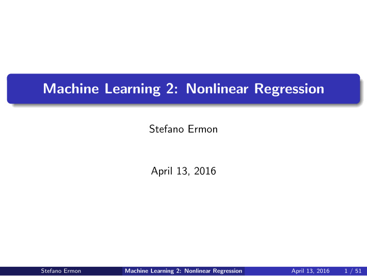 machine learning 2 nonlinear regression