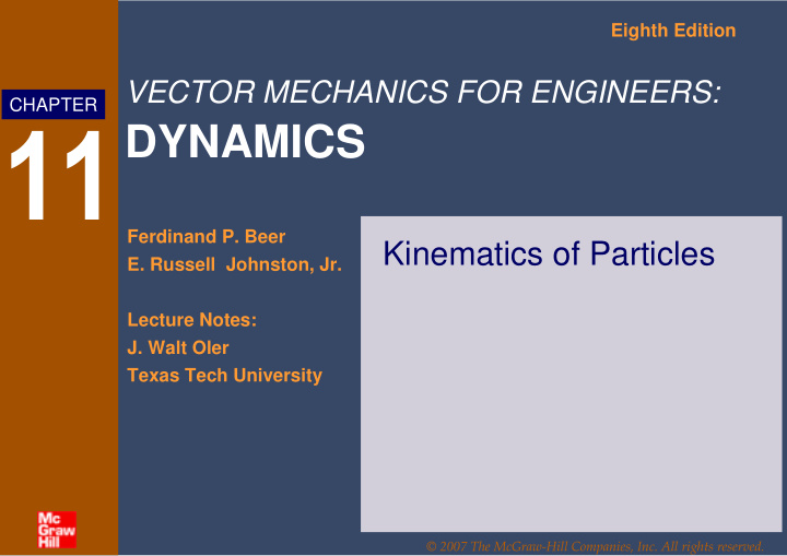 dynamics ferdinand p beer kinematics of particles e