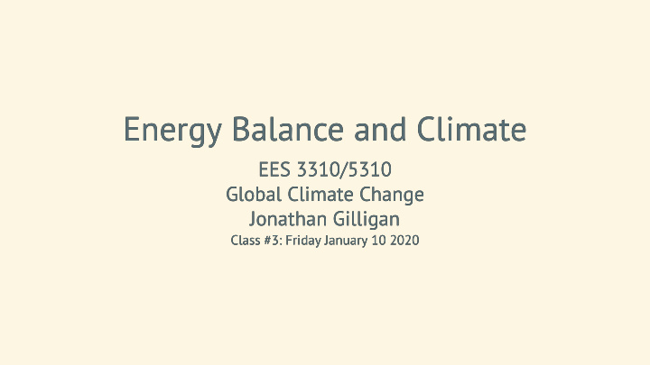 energy balance and climate energy balance and climate