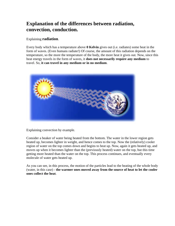 explanation of the differences between radiation