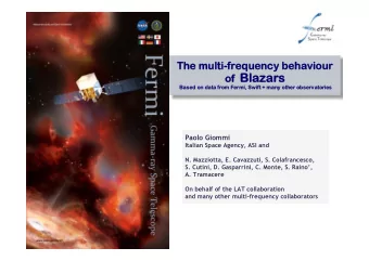 of Bl  Blazars  of  Based o  on d  data f  from F  Fermi, S  Swift +  + many o  other o