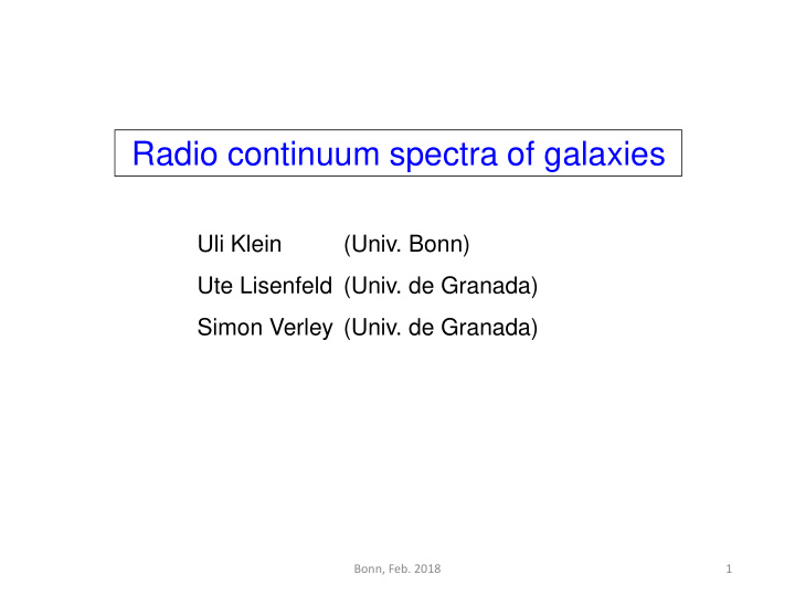 radio continuum spectra of galaxies