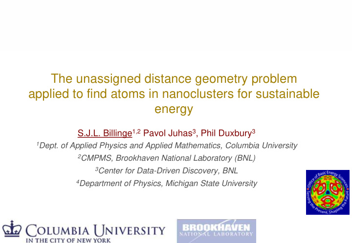 the unassigned distance geometry problem applied to find