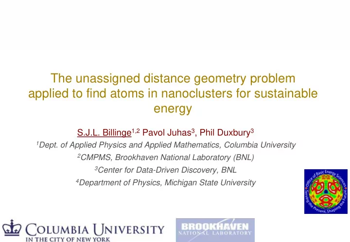 the unassigned distance geometry problem applied to find