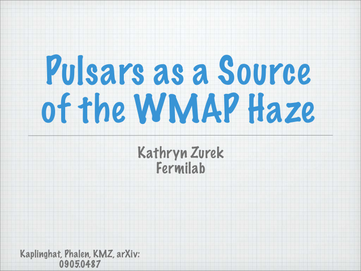 pulsars as a source of the wmap haze