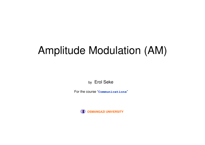amplitude modulation am