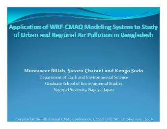 Muntaseer Billah, Satoru Chatani and Kengo Sudo  , S  C  g S Department of Earth and Environmental
