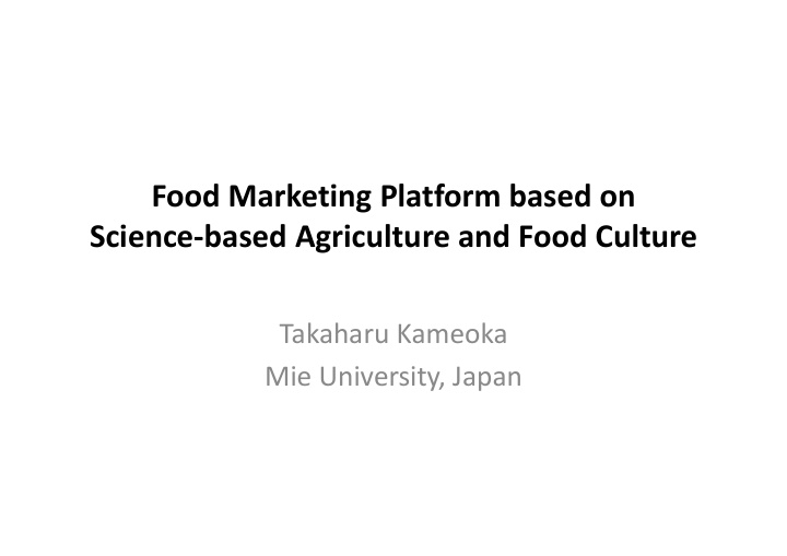 food marketing platform based on science based