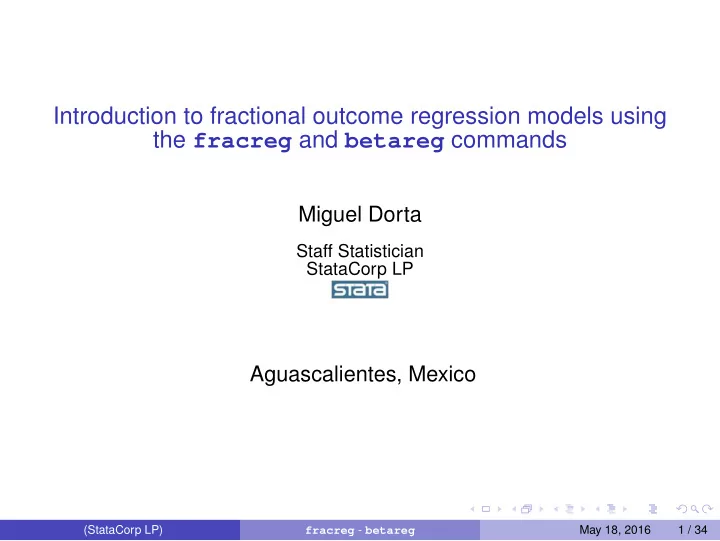 introduction to fractional outcome regression models