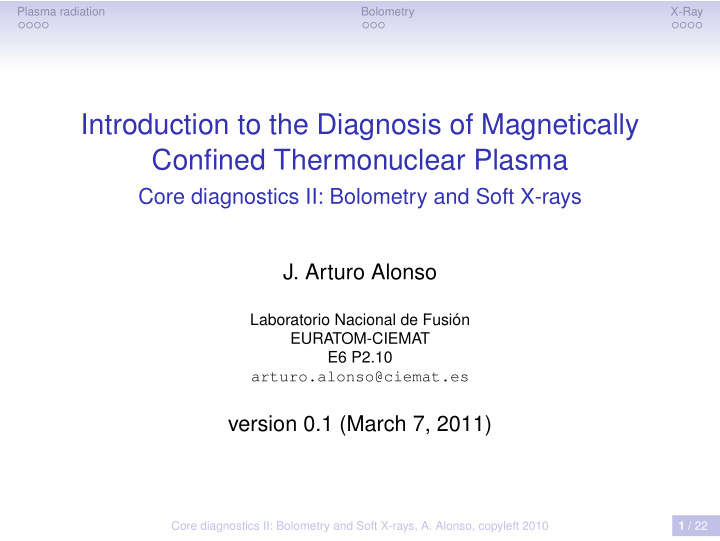 introduction to the diagnosis of magnetically confined