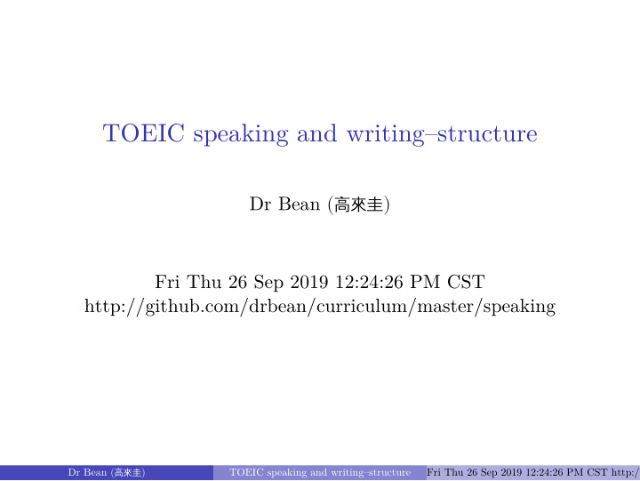toeic speaking and writing structure