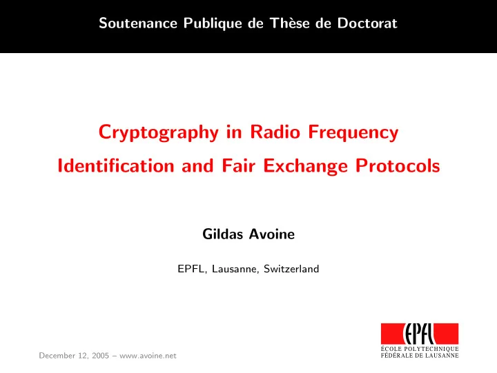 cryptography in radio frequency identification and fair