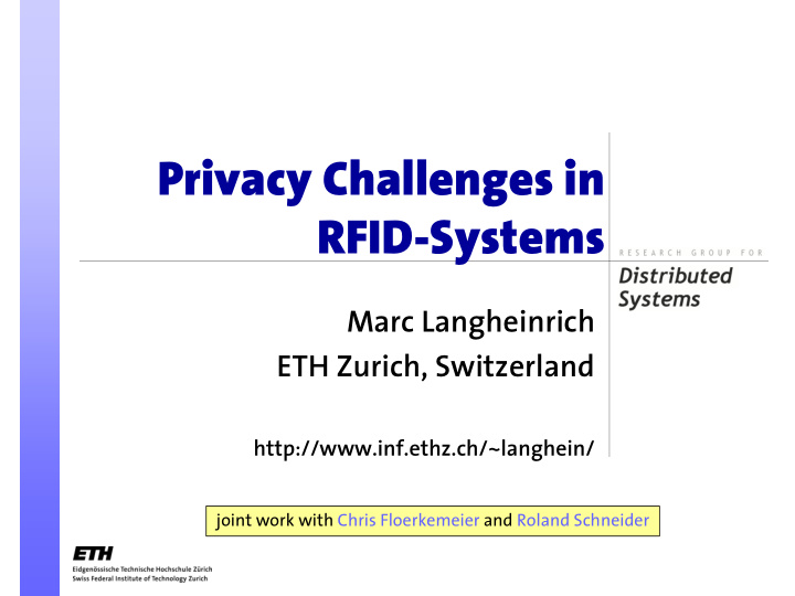 privacy challenges in rfid systems