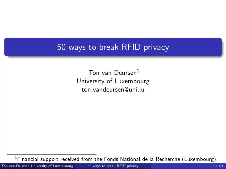 50 ways to break rfid privacy