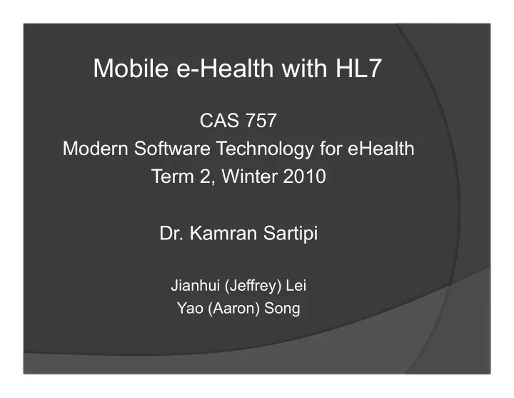 mobile e health with hl7