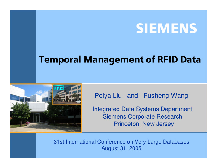 temp mporal ma mana nagement gement of of r rfid da data