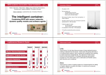 The intelligent container:    80 courses of studies, many of them are bachelor- or  master