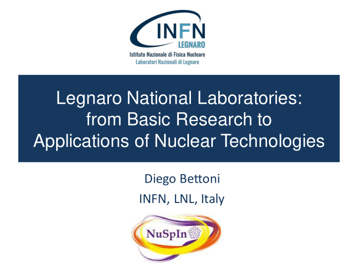 legnaro national laboratories from basic research to