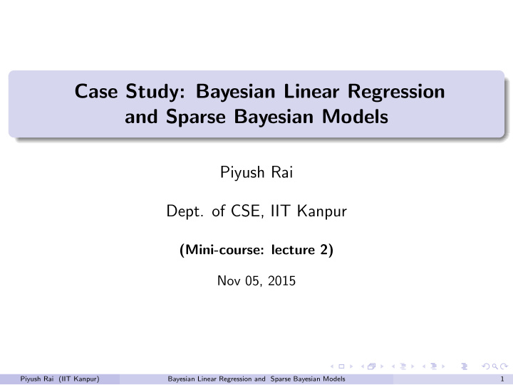 case study bayesian linear regression and sparse bayesian
