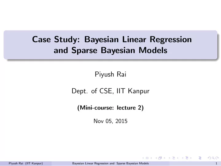 case study bayesian linear regression and sparse bayesian