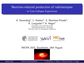 Neutrino-induced production of radioisotopes  in Core-Collapse Supernovae A. Sieverding 1 , L.