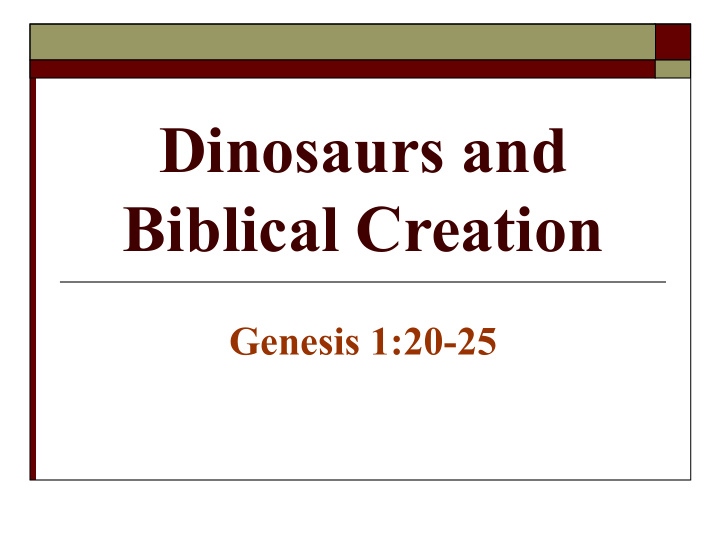 dinosaurs and biblical creation