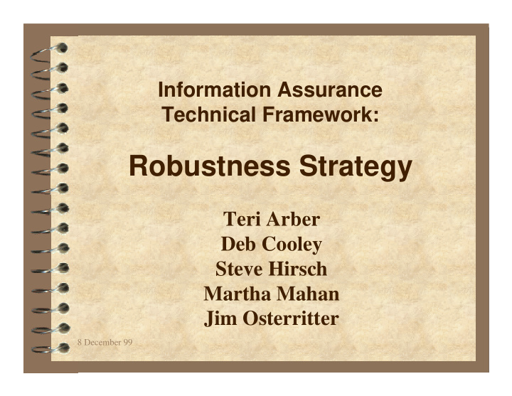 robustness strategy