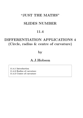 JUST THE MATHS  SLIDES NUMBER  11.4  DIFFERENTIATION APPLICATIONS 4  (Circle, radius &amp;