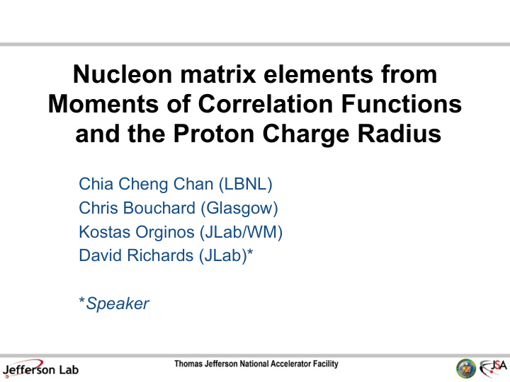 nucleon matrix elements from moments of correlation