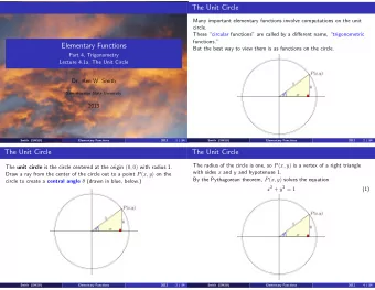 The Unit Circle  Many important elementary functions involve computations on the unit  circle.